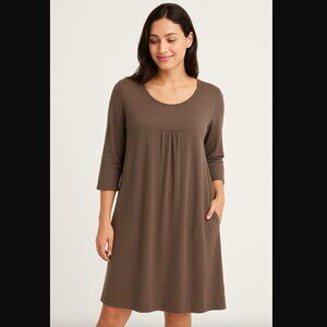 J.Jill Pure Jill Pima Cotton & Tencel Lyocell Dress XL – Soft Brown Knit Midi